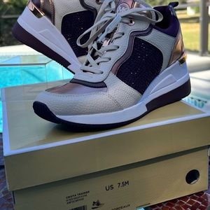 MICHAEL KORS Crista Trainer 7.5M Bordeaux NIB